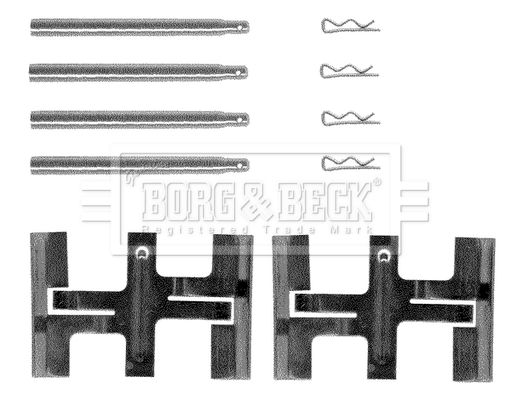 BORG & BECK priedų komplektas, diskinių stabdžių trinkelės BBK1008